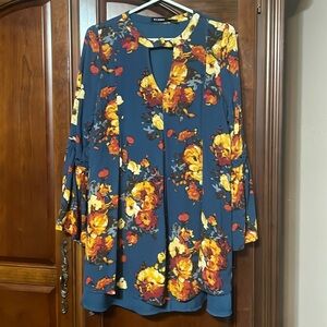 BLU PEPPER floral flowy lined long sleeves dress Size L
